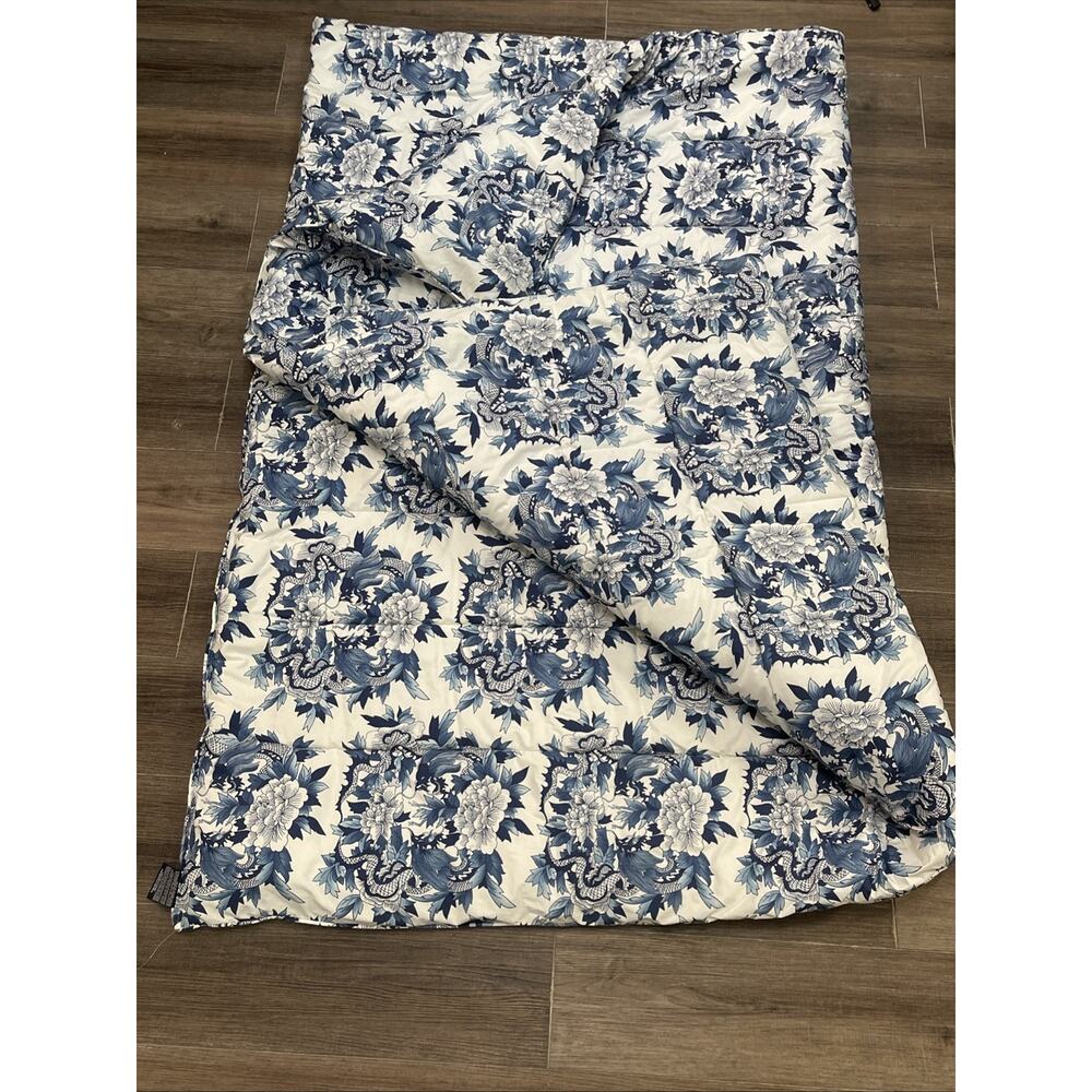 VTG Ralph Lauren Home Comforter Twin Blue White Floral Dragon Print 80s 90s EUC - Picture 7 of 7